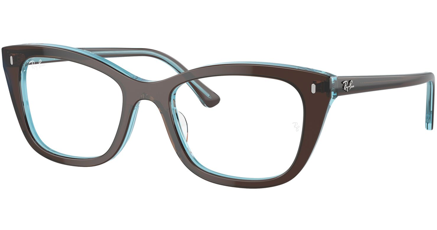 Ray Ban 0RX5433 8366 Glanzendes Braun auf Transparent Blau MEDIUM