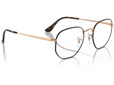 Ray-Ban Brille Unisex Ray-Ban 0RX6448 3176, Glänzendes Havana auf Roségold - SMALL Ansicht 4